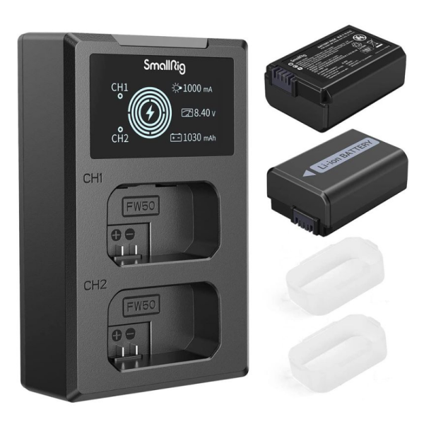 KIT 2 BATERÍAS CON CARGADOR DUAL SMALLRIG  NP-FW50