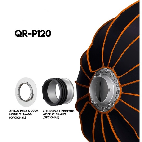 Softbox Parabólico GODOX P120 QR armado rápido incluye 2 telas difusoras
